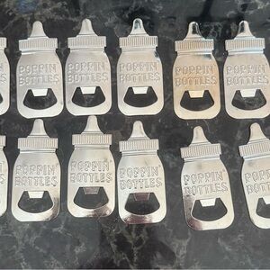 12 Silver Baby Bottle Shaped Bottle Openers